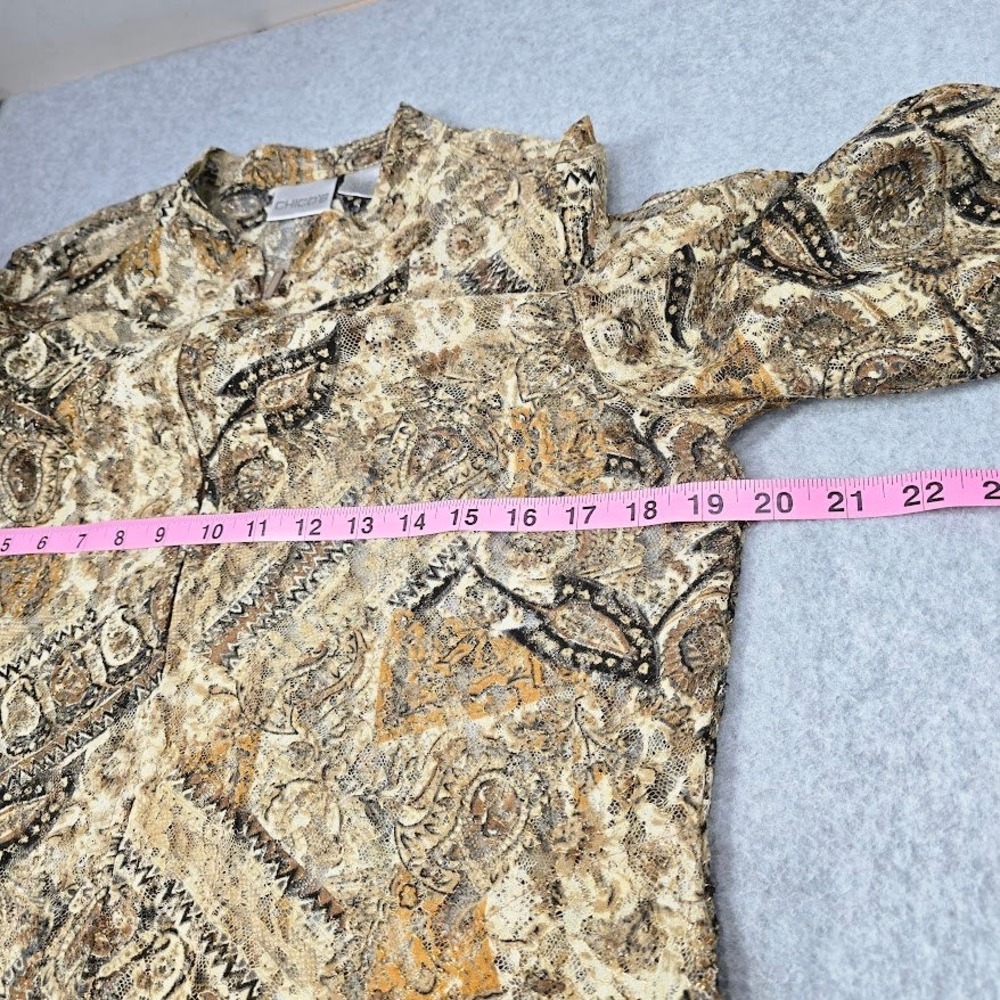 Vtg 90s Y2K Chico's Top L Paisley Fairy‎ Romantic Whimiscal Forest Fall Sheer - Picture 5 of 10